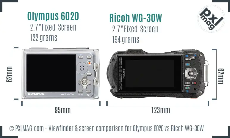 Olympus 6020 vs Ricoh WG-30W Screen and Viewfinder comparison