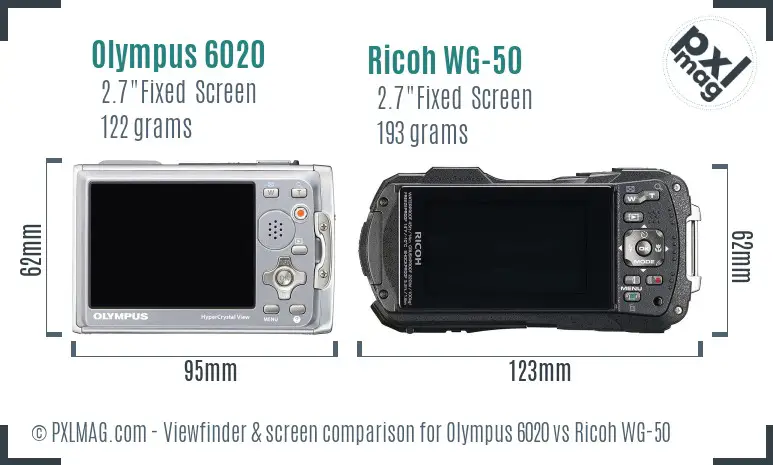 Olympus 6020 vs Ricoh WG-50 Screen and Viewfinder comparison