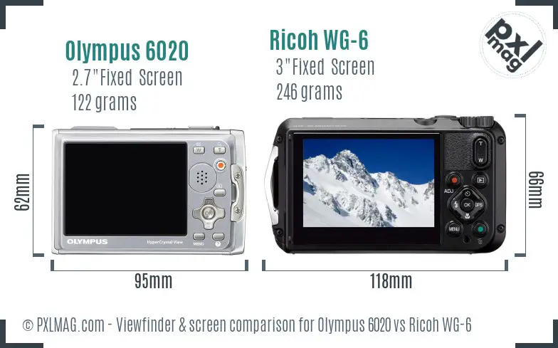 Olympus 6020 vs Ricoh WG-6 Screen and Viewfinder comparison
