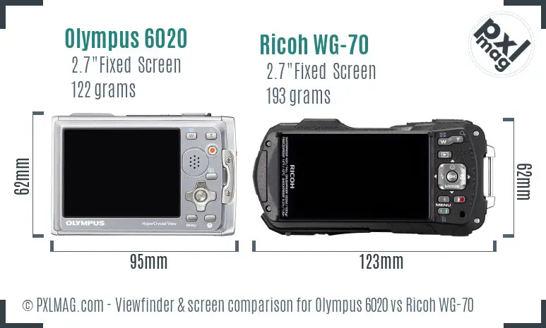 Olympus 6020 vs Ricoh WG-70 Screen and Viewfinder comparison