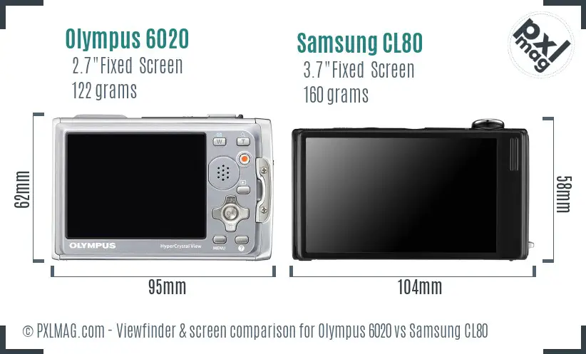 Olympus 6020 vs Samsung CL80 Screen and Viewfinder comparison