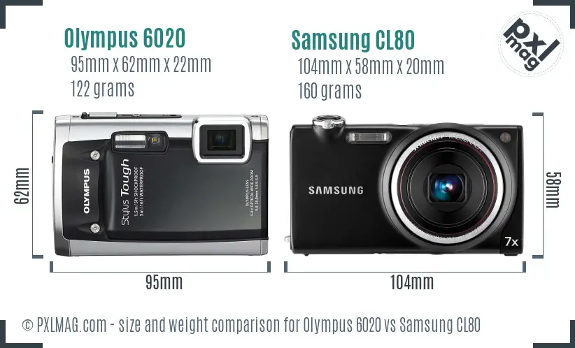 Olympus 6020 vs Samsung CL80 size comparison