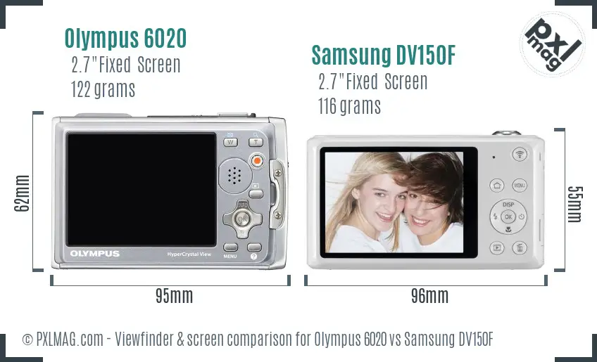 Olympus 6020 vs Samsung DV150F Screen and Viewfinder comparison