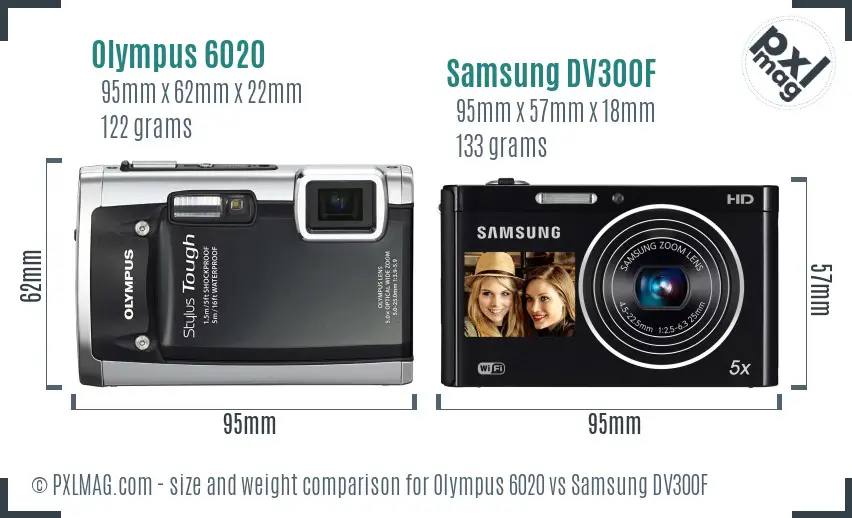 Olympus 6020 vs Samsung DV300F size comparison Olympus 6020 vs Samsung DV300F size comparison