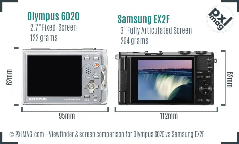 Olympus 6020 vs Samsung EX2F Screen and Viewfinder comparison