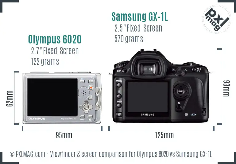 Olympus 6020 vs Samsung GX-1L Screen and Viewfinder comparison