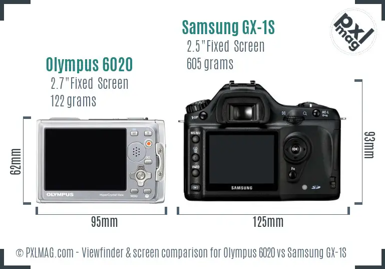 Olympus 6020 vs Samsung GX-1S Screen and Viewfinder comparison