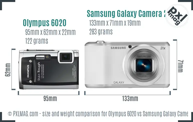 Olympus 6020 vs Samsung Galaxy Camera 2 size comparison