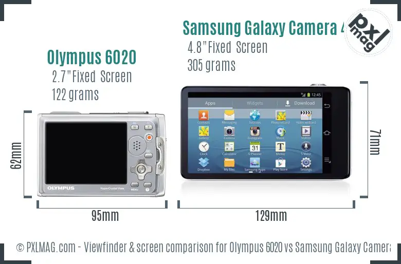 Olympus 6020 vs Samsung Galaxy Camera 4G Screen and Viewfinder comparison