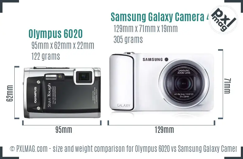 Olympus 6020 vs Samsung Galaxy Camera 4G size comparison