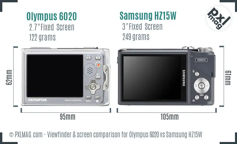 Olympus 6020 vs Samsung HZ15W Screen and Viewfinder comparison
