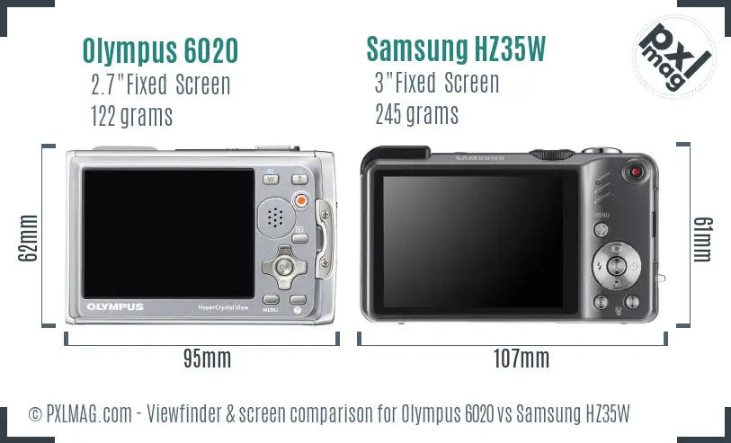 Olympus 6020 vs Samsung HZ35W Screen and Viewfinder comparison