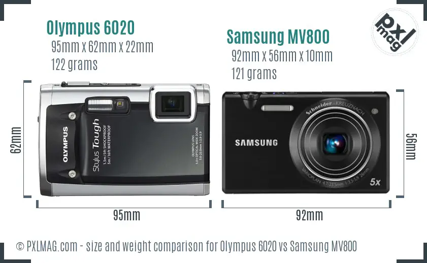 Olympus 6020 vs Samsung MV800 size comparison