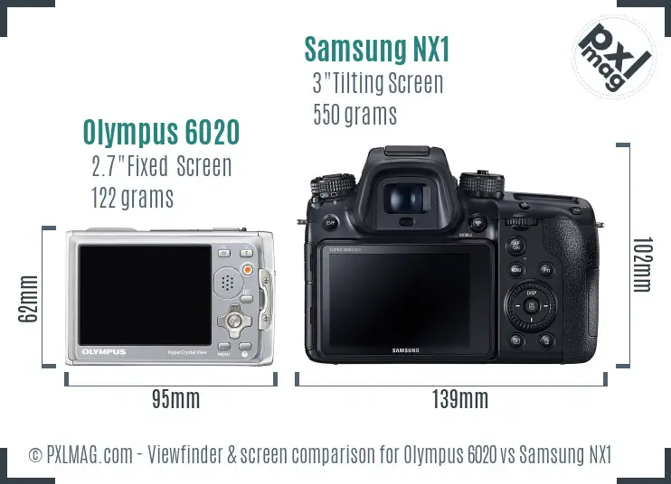 Olympus 6020 vs Samsung NX1 Screen and Viewfinder comparison