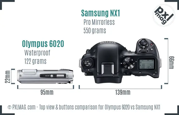 Olympus 6020 vs Samsung NX1 top view buttons comparison