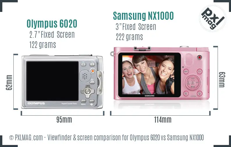Olympus 6020 vs Samsung NX1000 Screen and Viewfinder comparison Olympus 6020 vs Samsung NX1000 Screen and Viewfinder comparison