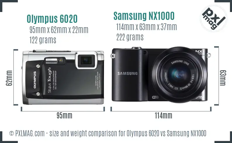 Olympus 6020 vs Samsung NX1000 size comparison Olympus 6020 vs Samsung NX1000 size comparison
