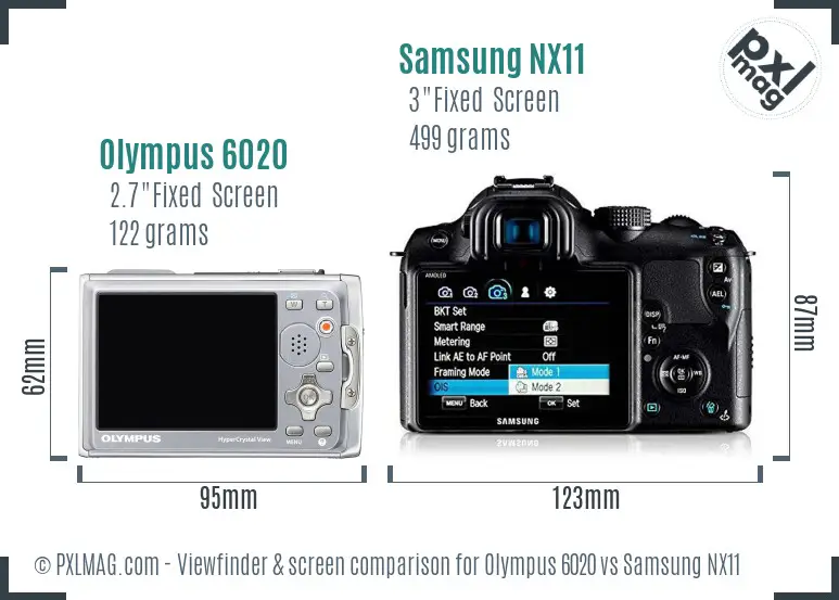 Olympus 6020 vs Samsung NX11 Screen and Viewfinder comparison