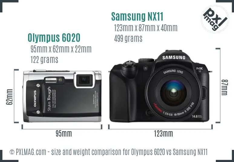 Olympus 6020 vs Samsung NX11 size comparison