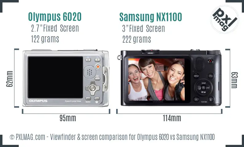 Olympus 6020 vs Samsung NX1100 Screen and Viewfinder comparison