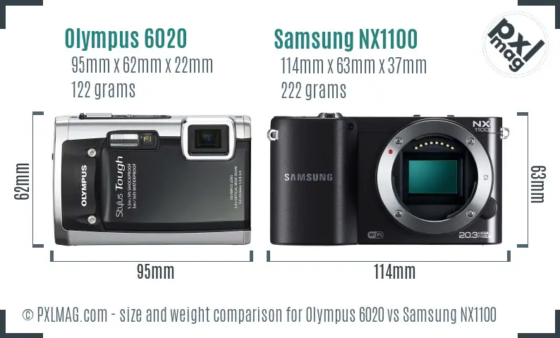 Olympus 6020 vs Samsung NX1100 size comparison