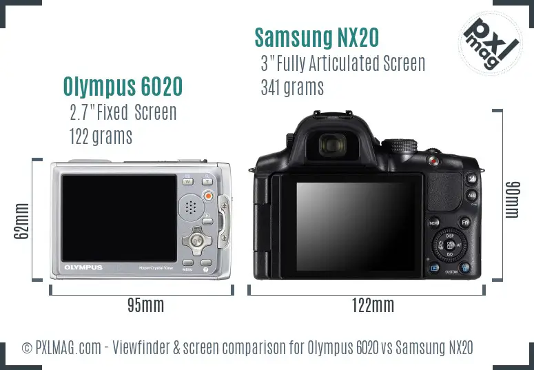 Olympus 6020 vs Samsung NX20 Screen and Viewfinder comparison