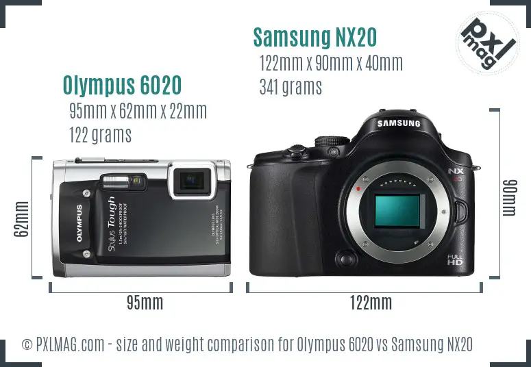Olympus 6020 vs Samsung NX20 size comparison Olympus 6020 vs Samsung NX20 size comparison