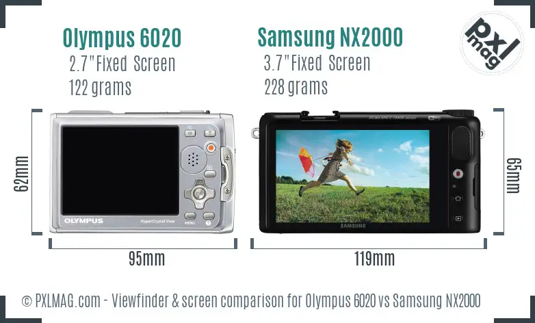 Olympus 6020 vs Samsung NX2000 Screen and Viewfinder comparison