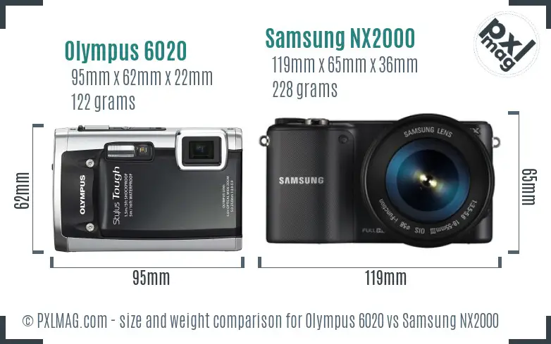 Olympus 6020 vs Samsung NX2000 size comparison