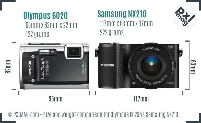 Olympus 6020 vs Samsung NX210 size comparison