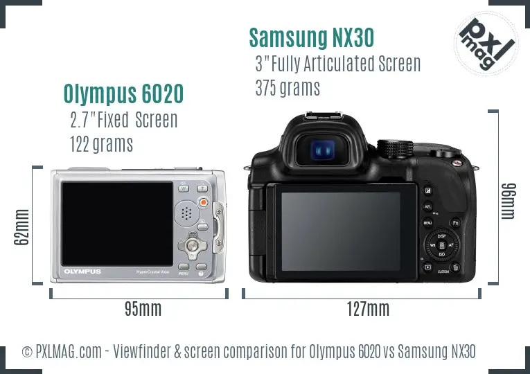 Olympus 6020 vs Samsung NX30 Screen and Viewfinder comparison