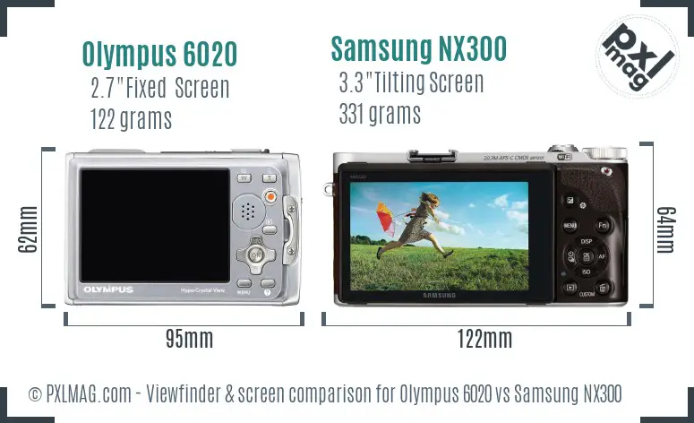 Olympus 6020 vs Samsung NX300 Screen and Viewfinder comparison