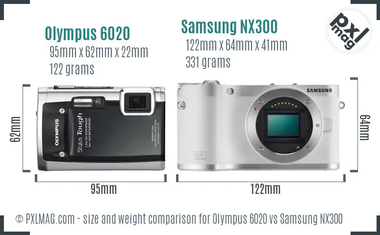 Olympus 6020 vs Samsung NX300 size comparison