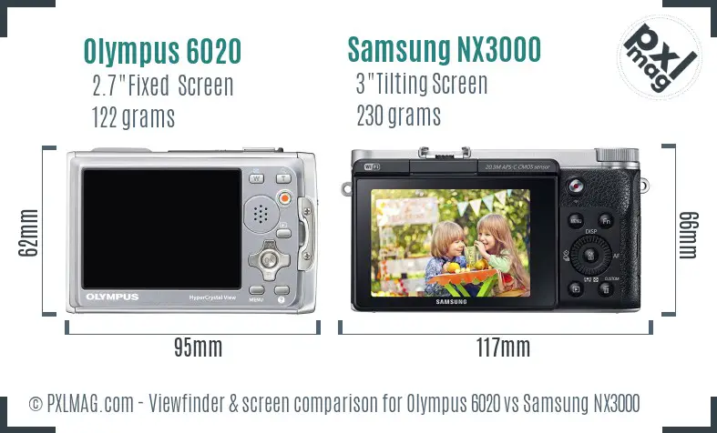 Olympus 6020 vs Samsung NX3000 Screen and Viewfinder comparison