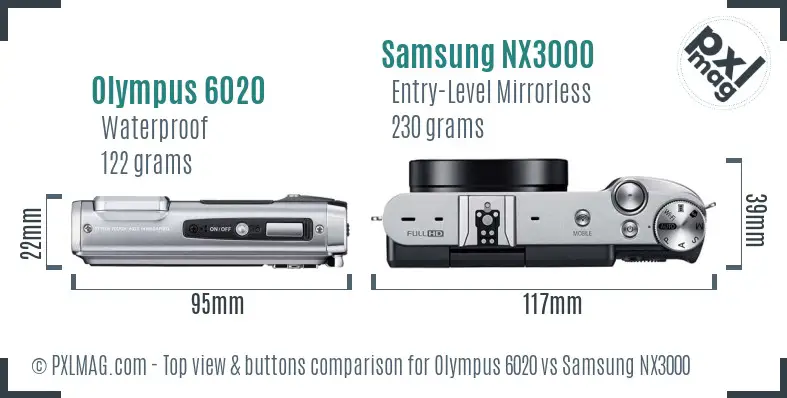 Olympus 6020 vs Samsung NX3000 top view buttons comparison