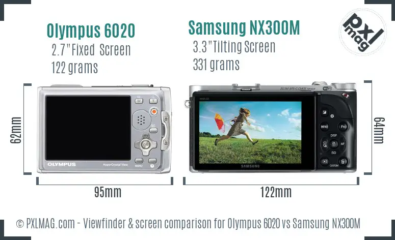 Olympus 6020 vs Samsung NX300M Screen and Viewfinder comparison