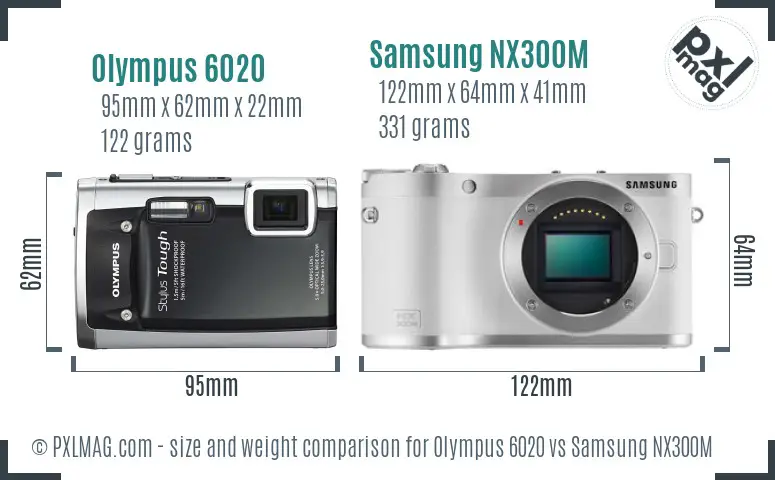 Olympus 6020 vs Samsung NX300M size comparison