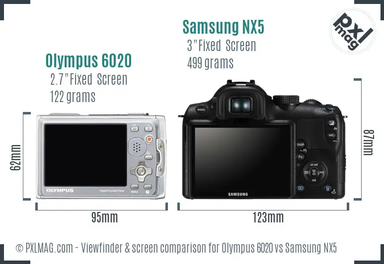 Olympus 6020 vs Samsung NX5 Screen and Viewfinder comparison Olympus 6020 vs Samsung NX5 Screen and Viewfinder comparison