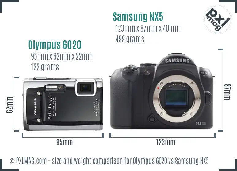 Olympus 6020 vs Samsung NX5 size comparison Olympus 6020 vs Samsung NX5 size comparison