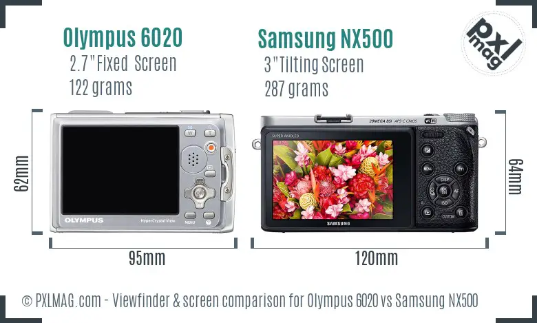 Olympus 6020 vs Samsung NX500 Screen and Viewfinder comparison Olympus 6020 vs Samsung NX500 Screen and Viewfinder comparison