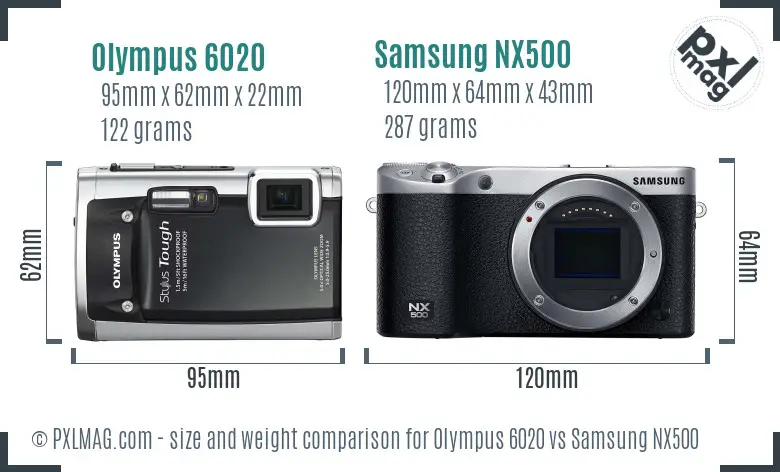 Olympus 6020 vs Samsung NX500 size comparison Olympus 6020 vs Samsung NX500 size comparison