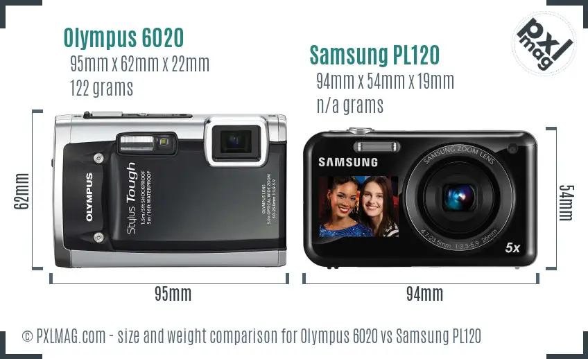 Olympus 6020 vs Samsung PL120 size comparison Olympus 6020 vs Samsung PL120 size comparison