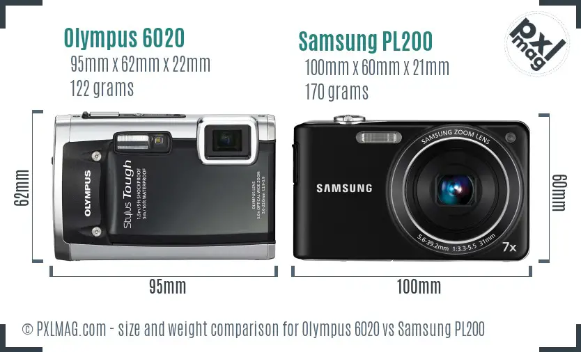 Olympus 6020 vs Samsung PL200 size comparison