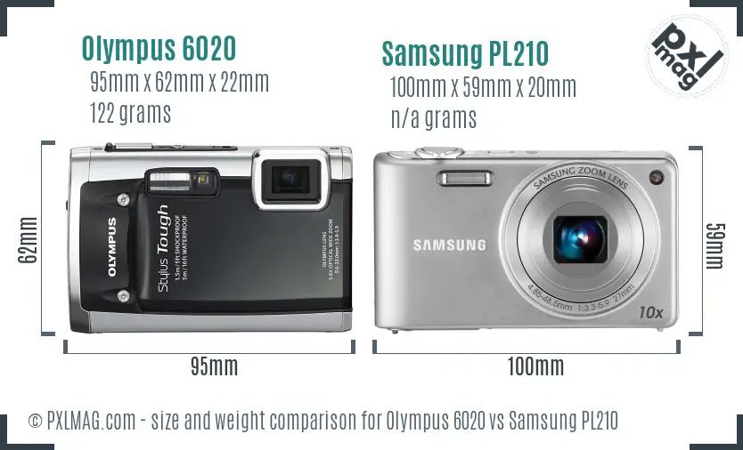 Olympus 6020 vs Samsung PL210 size comparison