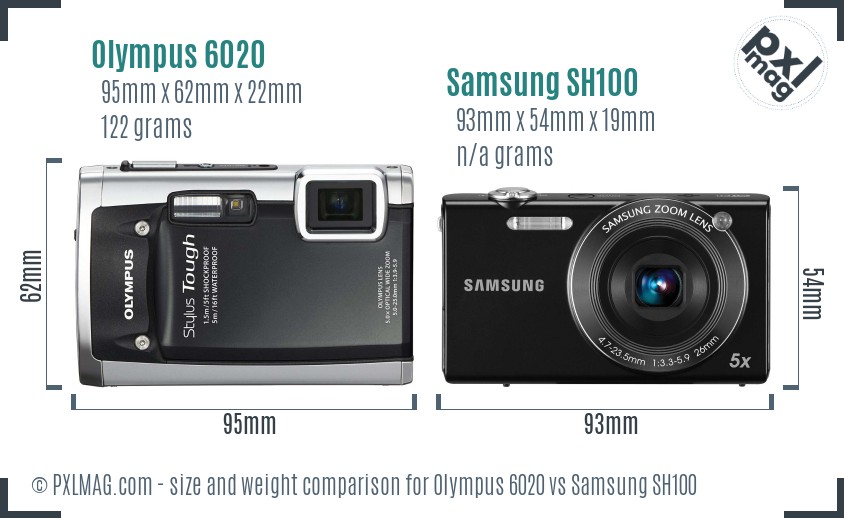 Olympus 6020 vs Samsung SH100 size comparison Olympus 6020 vs Samsung SH100 size comparison