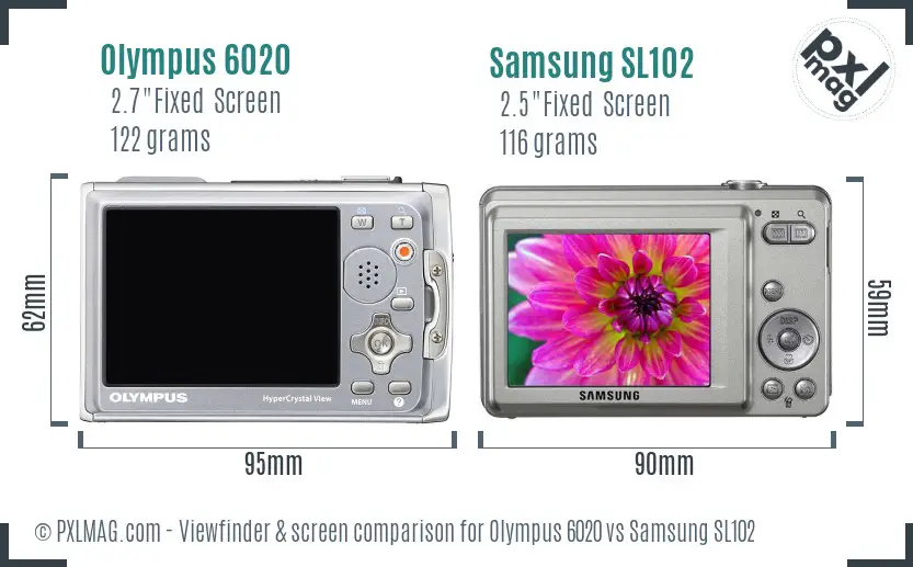 Olympus 6020 vs Samsung SL102 Screen and Viewfinder comparison