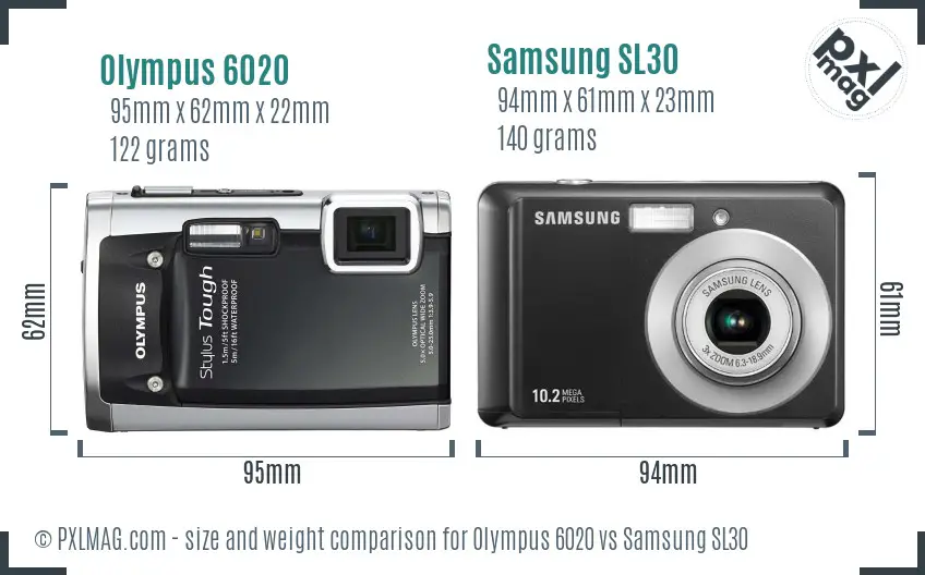 Olympus 6020 vs Samsung SL30 size comparison Olympus 6020 vs Samsung SL30 size comparison