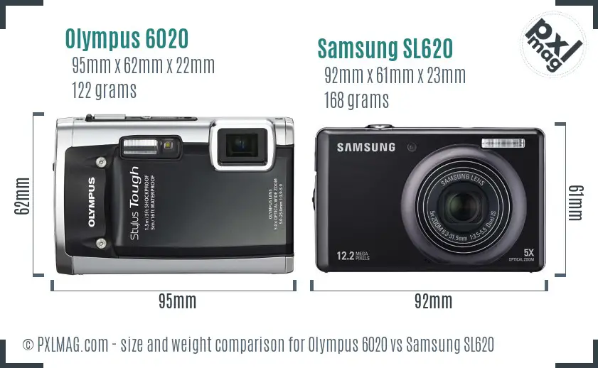 Olympus 6020 vs Samsung SL620 size comparison Olympus 6020 vs Samsung SL620 size comparison