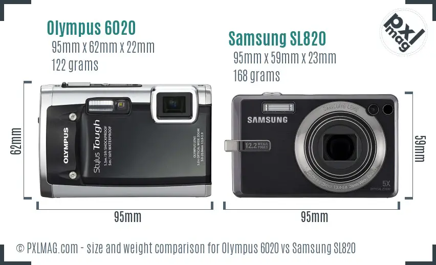 Olympus 6020 vs Samsung SL820 size comparison