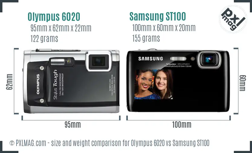 Olympus 6020 vs Samsung ST100 size comparison